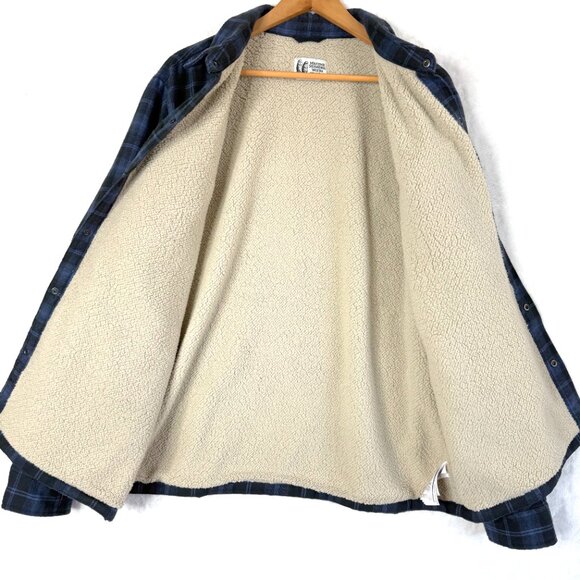 Marmot Ridgefield Heavyweight Flannel Sherpa Lined Snap Jacket Mens XL Blue - Picture 3 of 9